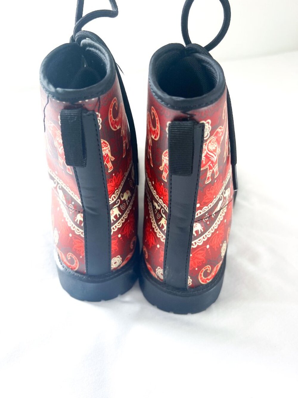 Mandela Elephant Lotus Print Boho Chunky Boots Size 8 - Picture 6 of 10